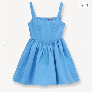 STAUD LANDSCAPE DRESS IN AZURE BLUE